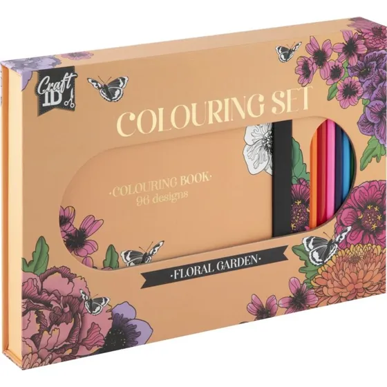 Craft ID Tegnest Floral Garden  11 dele, 96 motiver, 10 blyanter