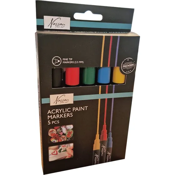 Creative Craft Group Akrylmarker, 5 stk. i boks