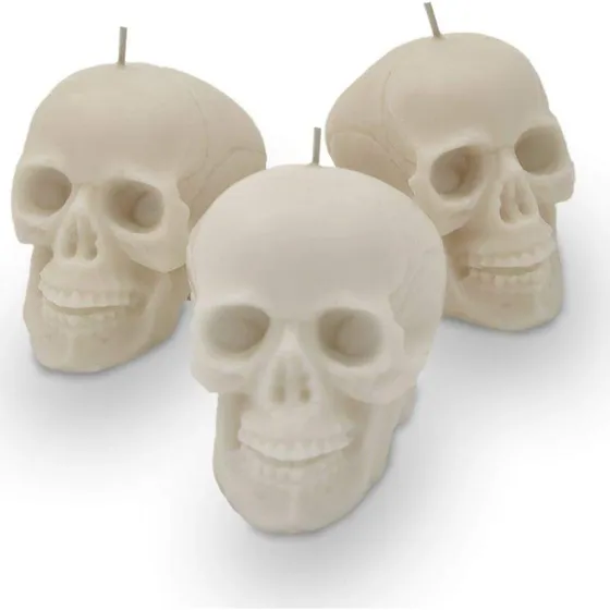 Mikamax Sæt med dødningehovedlys, 3 stk, hvide