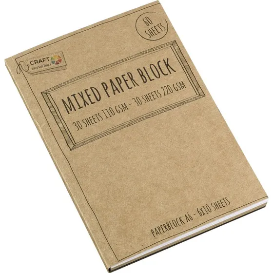 Creative Craft Group Papirblok A6 60 ark (110/220 g) hvid/brun/sort