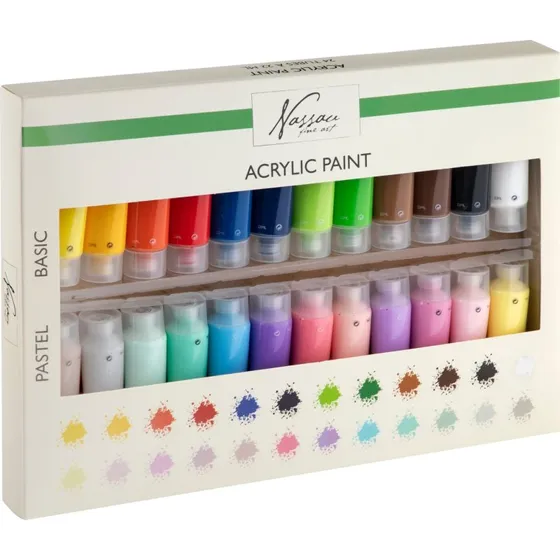 Nassau akrylmalingst 24 x 22 ml (pastel & basis)