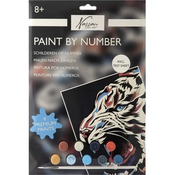 Nassau Paint-by-Number Tiger - inkl. 9 farver og pensel