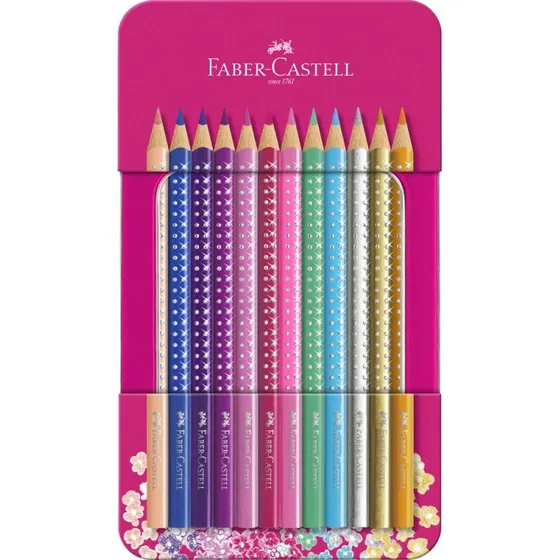Faber-Castell Sparkle farveblyanter, 12 farver (tinæske)