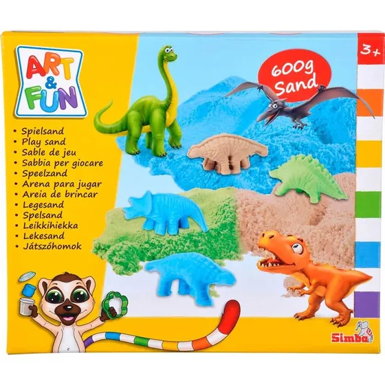 Art & Fun Magisk Sand - Dinosaur (600 g, forme & bakke)