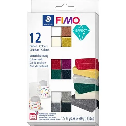 FIMO Effect ovnhrdende ler 12x25 g  assorterede farver