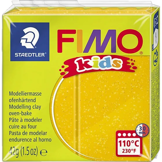 FIMO Kids ovn-hrdende ler 42 g  Guld Glitter