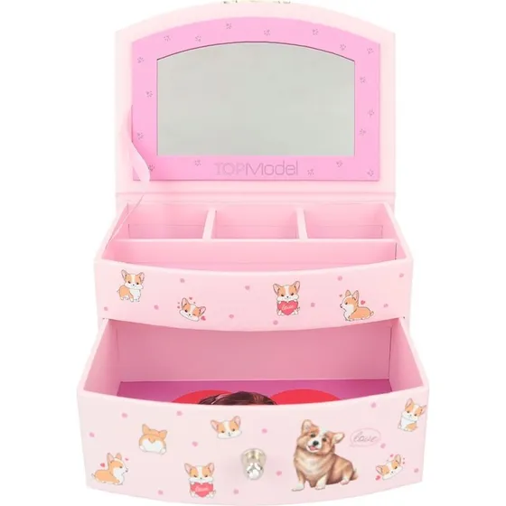 TOPModel Smykkeskrin med spejl - Corgi, lyserd