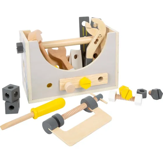 Small Foot Værktøjskasse 2-i-1 i træ, 28 dele