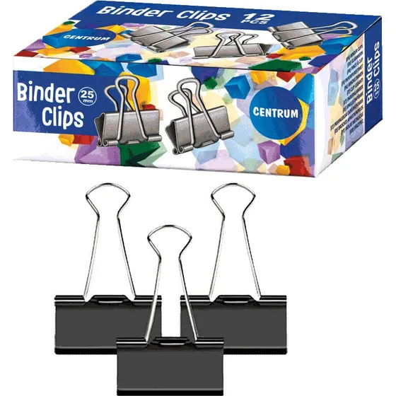 CENTRUM Foldback klemmer 25 mm 12 stk, sort