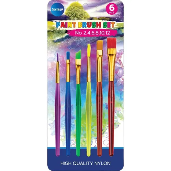 Centrum Pensler 6 stk p blisterkort  varierede strrelser