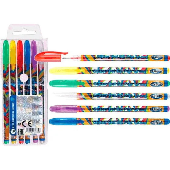 Centrum Gelpenne Glitter St, 6 stk