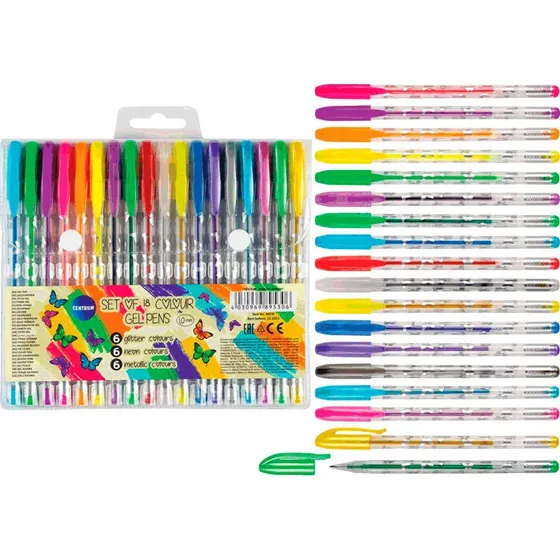 Centrum Gel Penne 18 stk – Neon, Metallic & Glitter