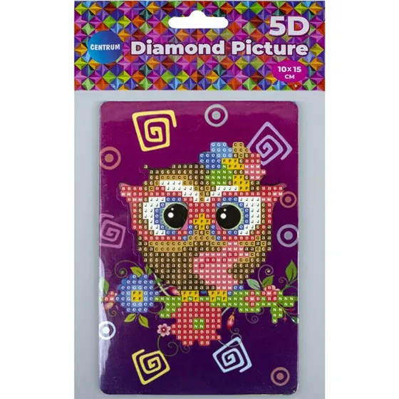 Diamond Painting 5D 10x15 cm med staffeli  Ugle