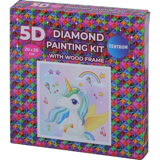 Diamond Painting 5D 20x20 cm med trramme - Enhjrning