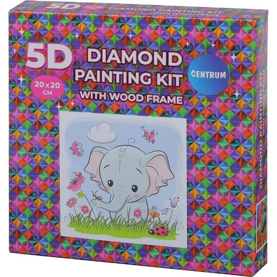 Centrum Diamond Painting Kit 5D 20x20 cm med trramme - Elefant