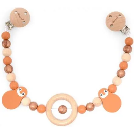 Magni Barnevognskæde i silikone & træ – Kobber/Sand