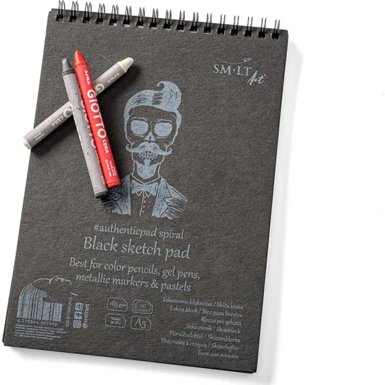 Tegneblok A5 med sort papir 165 g