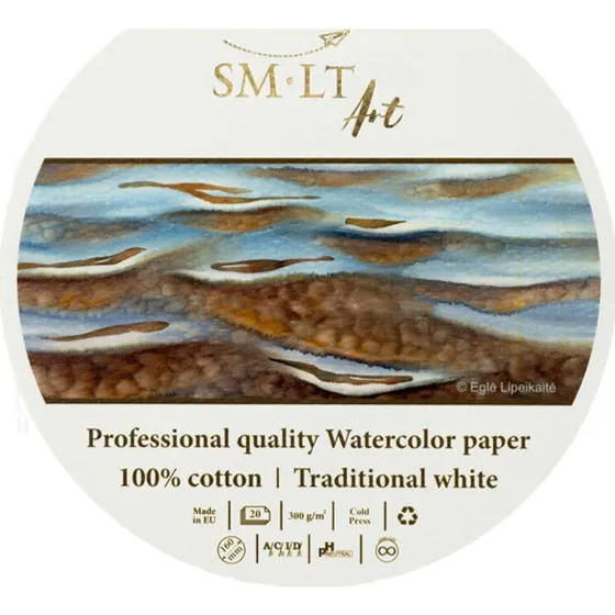 PRO Akvarelblok rund 16 cm, 300 g 100% bomuld