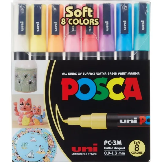POSCA PC-3M tusser Soft/Pastel 8 stk (0,91,3 mm)