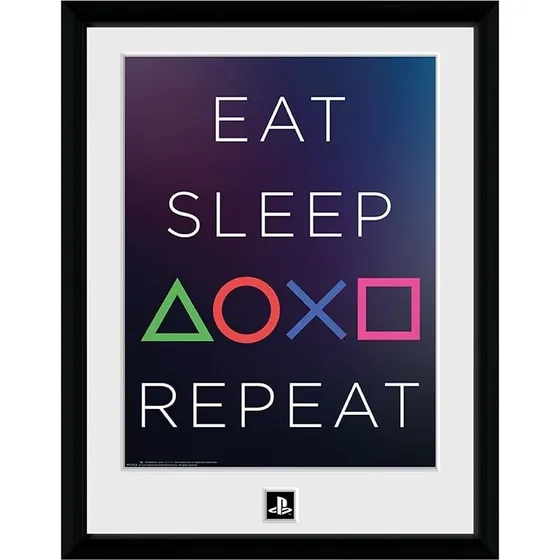 ABYstyle Eat Sleep Repeat - Indrammet PlayStation-print 30x40 cm
