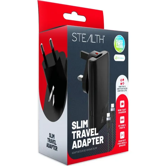 STEALTH Slim Travel Adapter 65W  Nintendo Switch, OLED, Lite, Switch 2
