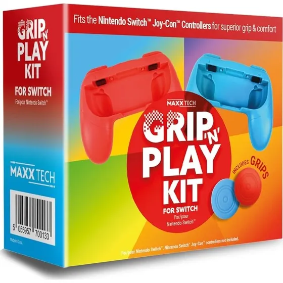 Maxx Tech Grip 'n' Play Kit til Nintendo Switch (Neon Rd/Bl)