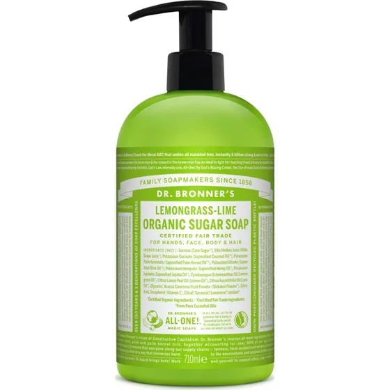 Dr. Bronner's Økologisk Sukkersæbe Lemongrass Lime 710 ml