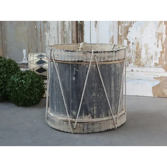 Håndlavet vintage goblet-tromme H35 Ø36 cm, antique grå