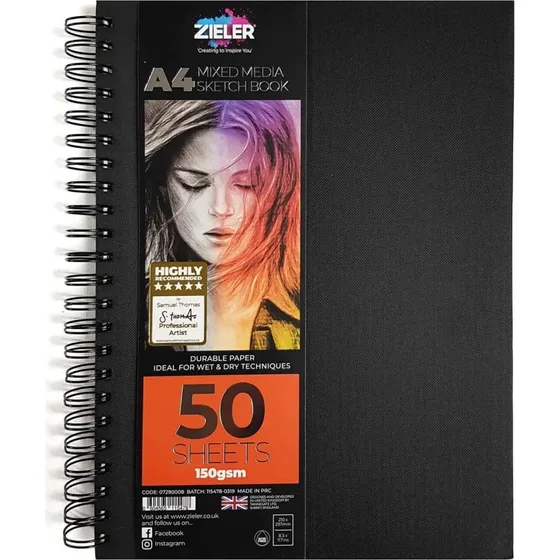 Zieler Skitsebog A4 Spiralryg 150 g/m² – 50 sider