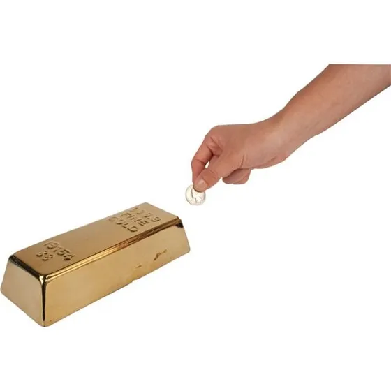 Kikkerland Guldbar Sparebsse i stentj