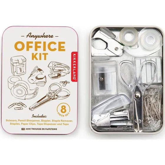 Kikkerland Office Kit 8 dele – hæftemaskine, tape og saks