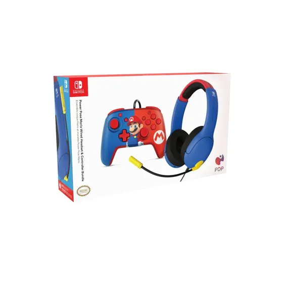 PDP Mario Dash controller + headset til Nintendo Switch (Bl/Rd, USB-C)