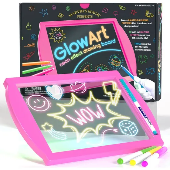 Marvins Magic Glow Art tegnebrt - Neon effekter, pink
