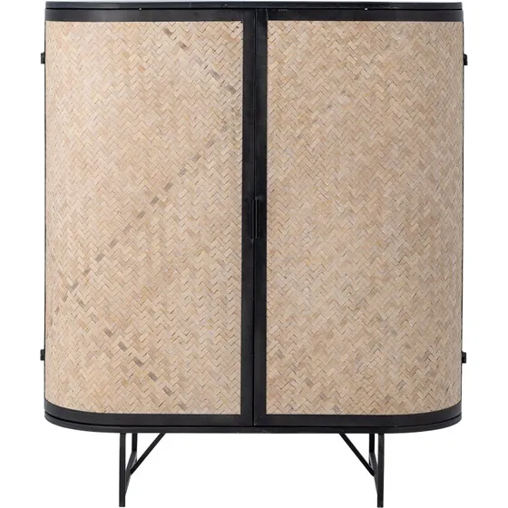 Bloomingville Ember skab, sort lakeret stel & naturflet