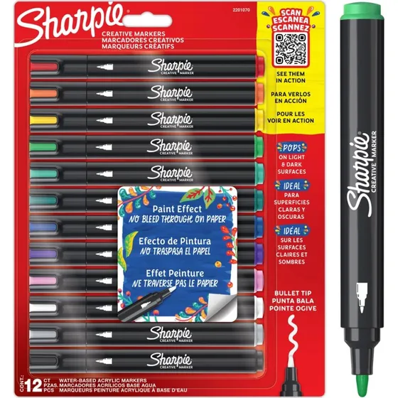 Sharpie Creative Marker Bullet-tip, 12 stk (assorterede farver)