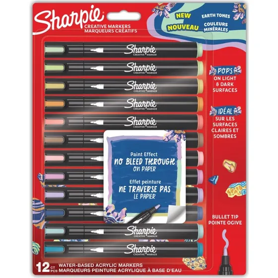 Sharpie Creative Akryl Paint Marker  Jordfarver, Bullet spids, 12 stk
