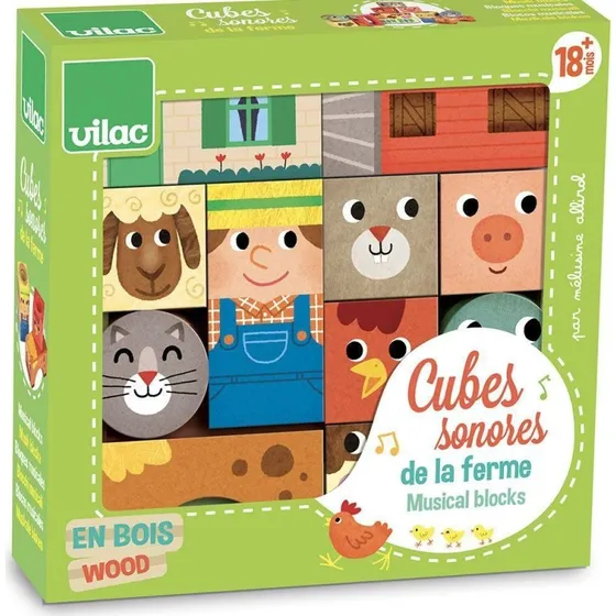 Træklodser med lyd - Bondegård (11 stk)