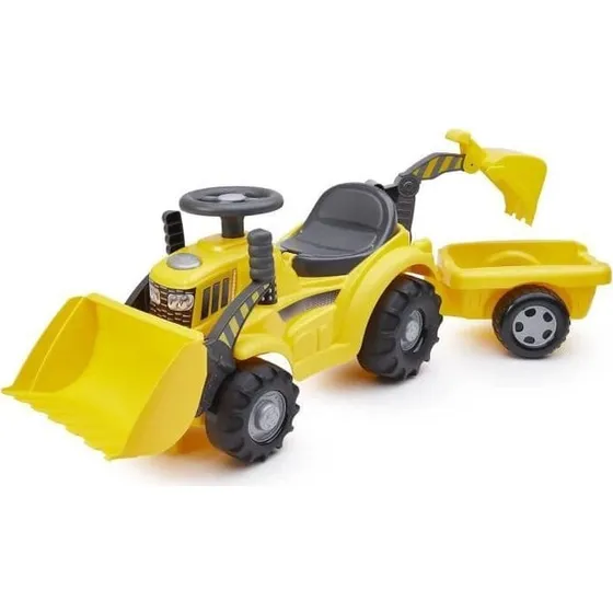 Ecoiffier traktor gbil med skovl og anhnger, gul