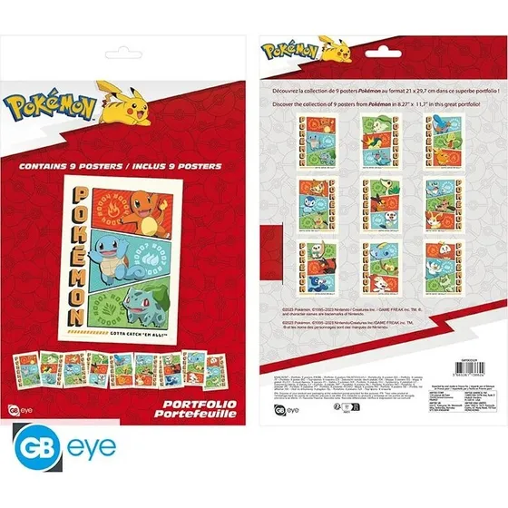 ABYstyle Pokmon Portfolio  9 Starters plakater 21x29,7 cm