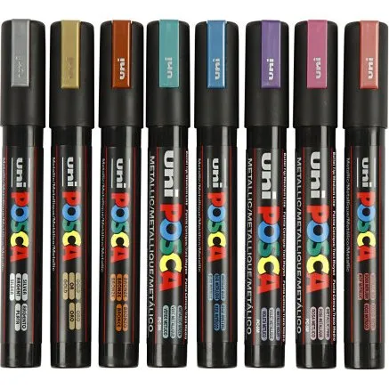 Uni Posca PC-5M Metallic 8 stk. (medium spids)