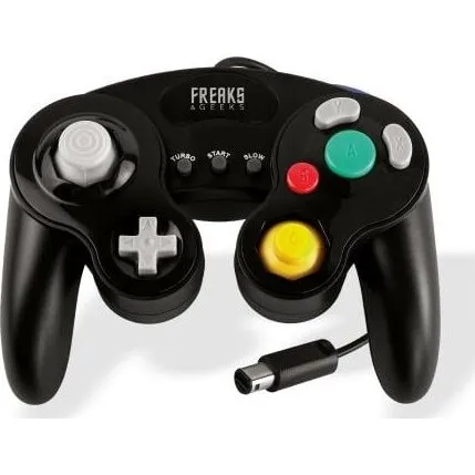 Freaks and Geeks sort Wii/GC kablet controller med Turbo & Slow