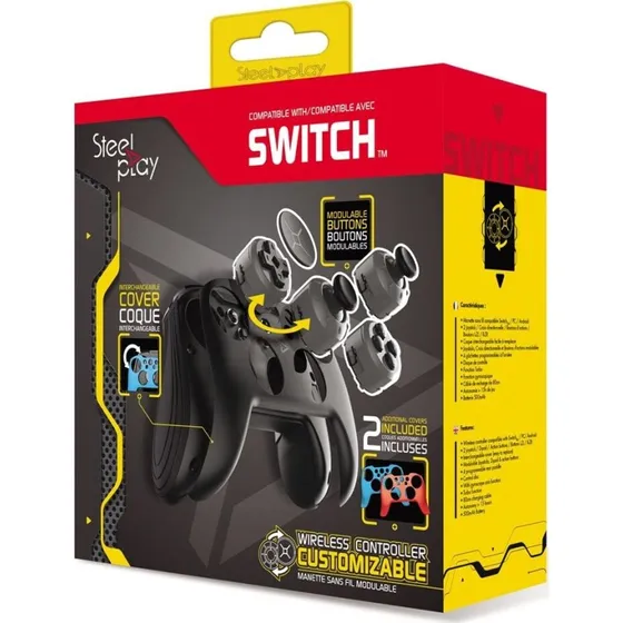 Steelplay Trådløs Controller (Customizable) til Switch, PC & Android – Sort