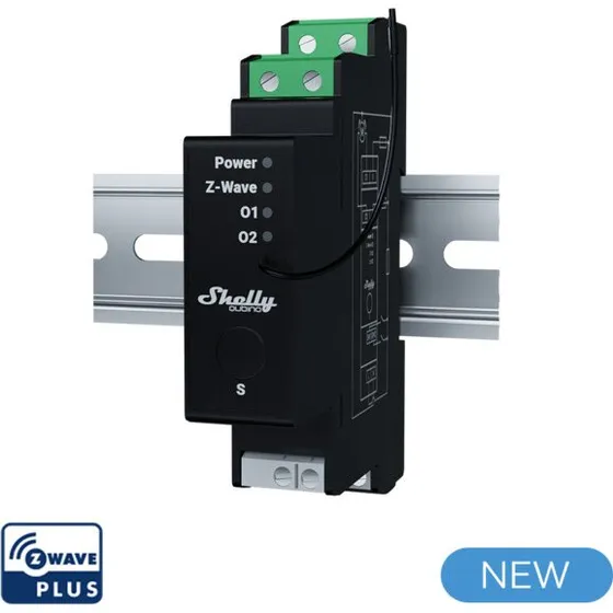 Shelly Qubino Wave Pro Shutter  DIN ZWave gardinstyring 16 A