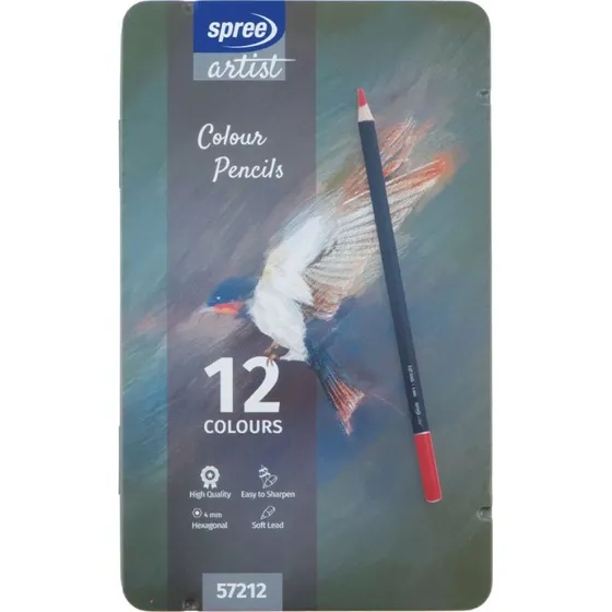 Spree Farveblyanter i metalboks, 12 stk.