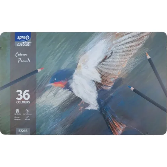 Spree Farveblyanter i metalboks, 36 stk.