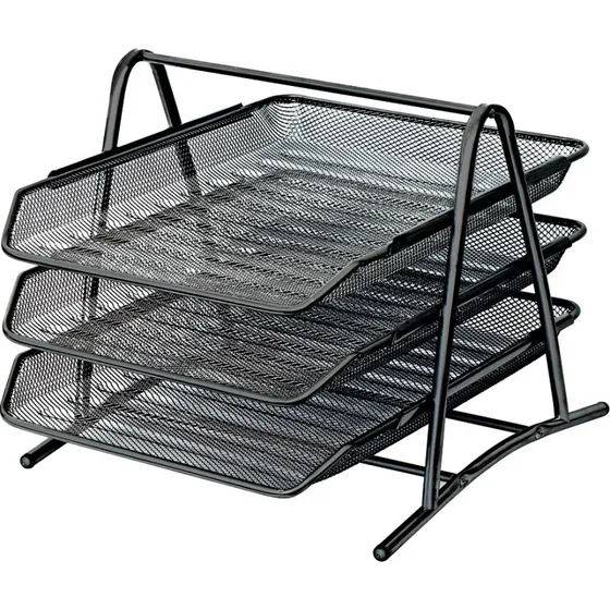 Brevbakkesæt til skrivebord – sort A4, 3 bakker