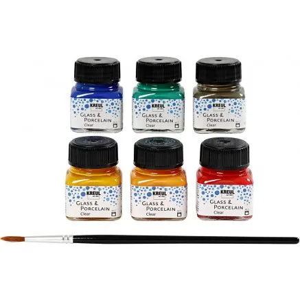 Creativ Company Glas- og porcelnsmaling, 6 farver (620 ml)