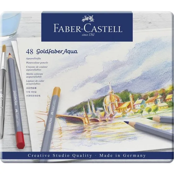 Faber-Castell Goldfaber Aqua akvarelblyanter i metalske, 48 stk