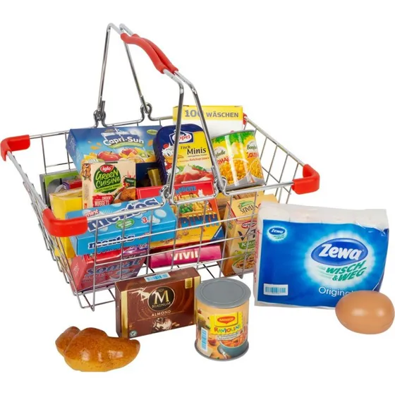 Small Foot - Play Food metal indkøbskurv med varer