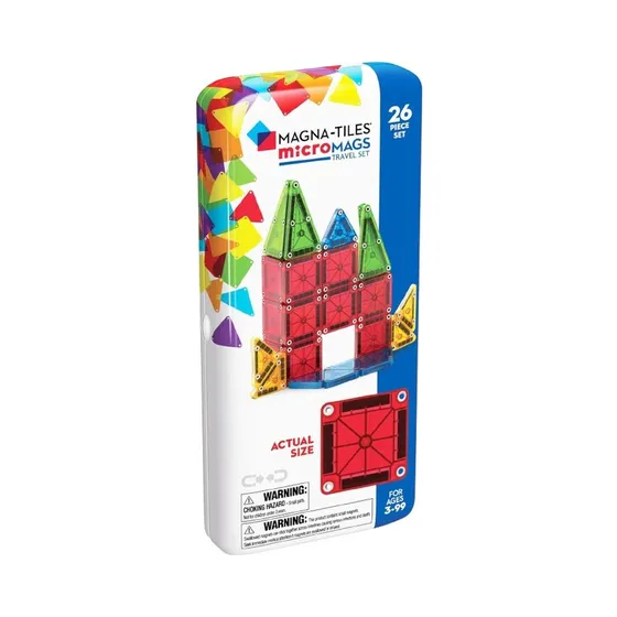 Magna-Tiles MicroMAGS rejsesæt 26 dele i metalæske